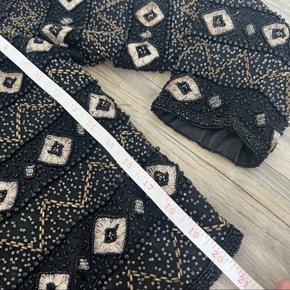 VINTAGE Papell Boutique Beaded Geometric Evening Jacket 1980’s - Picture 4 of 6